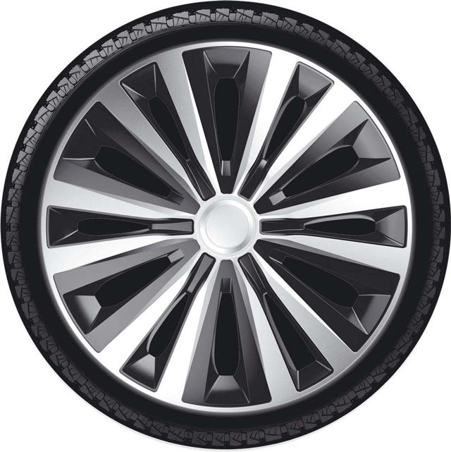 J-TECH WHEEL COVERS SILVER/ BLACK 15