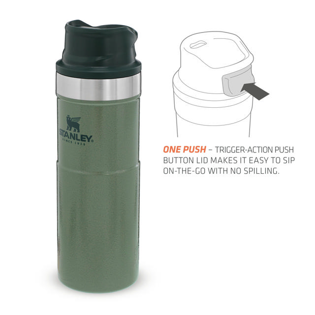 STANLEY CLASSIC TRIGGER ACTION TRAVEL MUG GREEN 0,47LTR