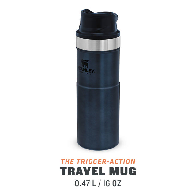 STANLEY CLASSIC TRIGGER ACTION TRAVEL MUG BLUE 0,47LTR