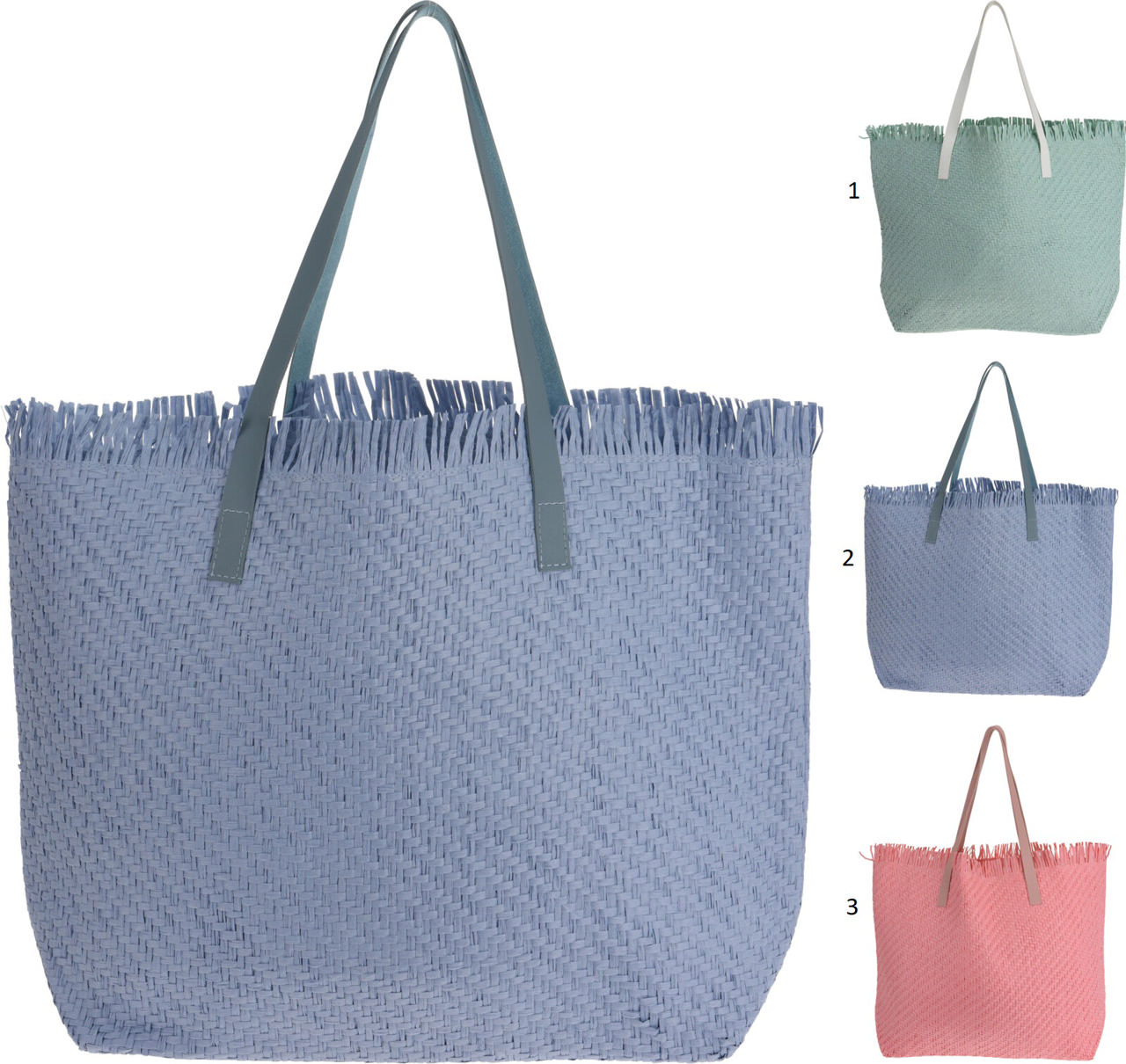 BEACH BAG STRAW PAPER 3 ASSORTED COLORS 1PCS