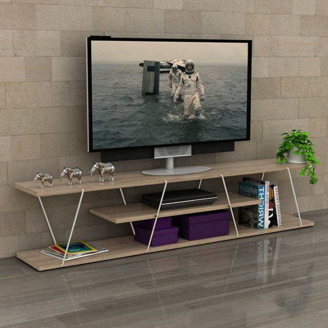 TV STAND WOODEN WITH METAL - SONAMA WHITE