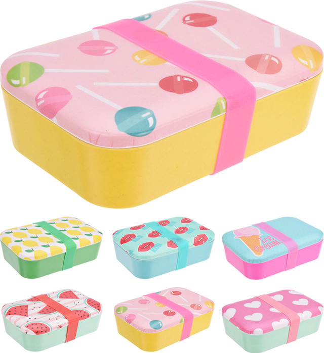 LUNCH BOX BAMBOO/MELAMINE 6 ASSORTED COLORS