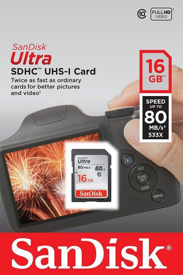 SANDISK SD CARD ULTRA 16GB80MB