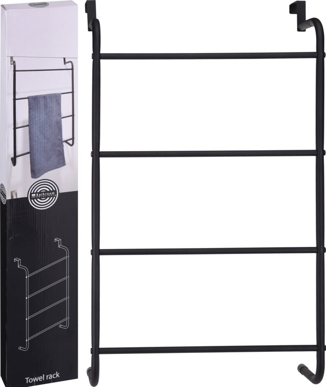 TOWEL RACK METAL BLACK 44.5X15.5X73CM