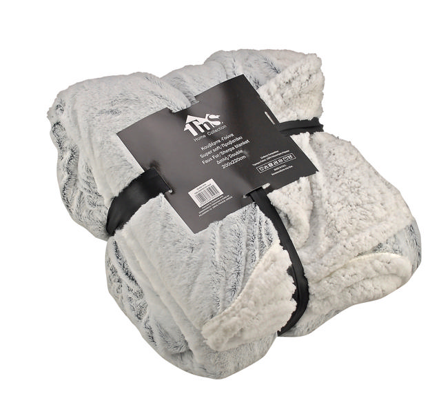 TNS BLANKET SHERPA FLANNEL DOUBLE 200X220CM ASSORTED COLORS