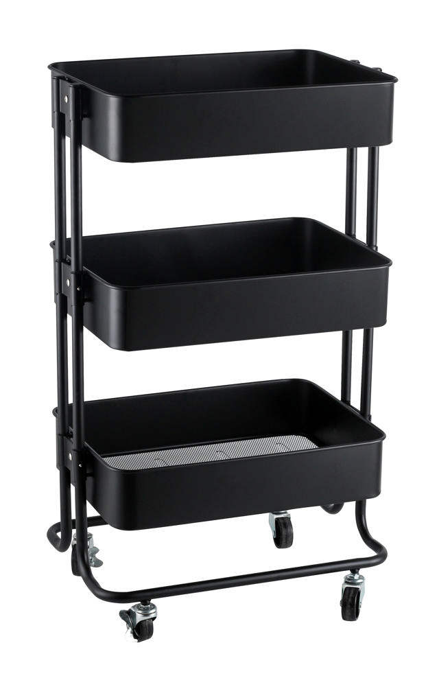 STORAGE TROLEY WITH 3 TIER BLACK W44.5 X H78.5 X L30CM