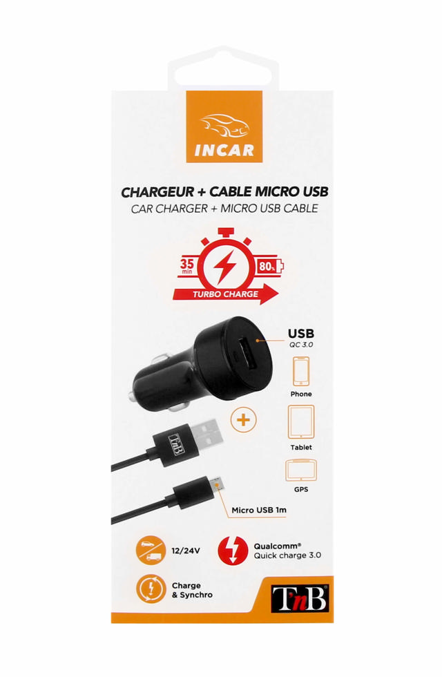 TNB QUICK CHARGE 3.0 CAR CHARGER + CABLE