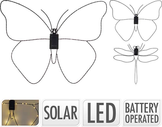 SOLAR LED ON METAL FRAME 2 ASSORTED DESIGNS