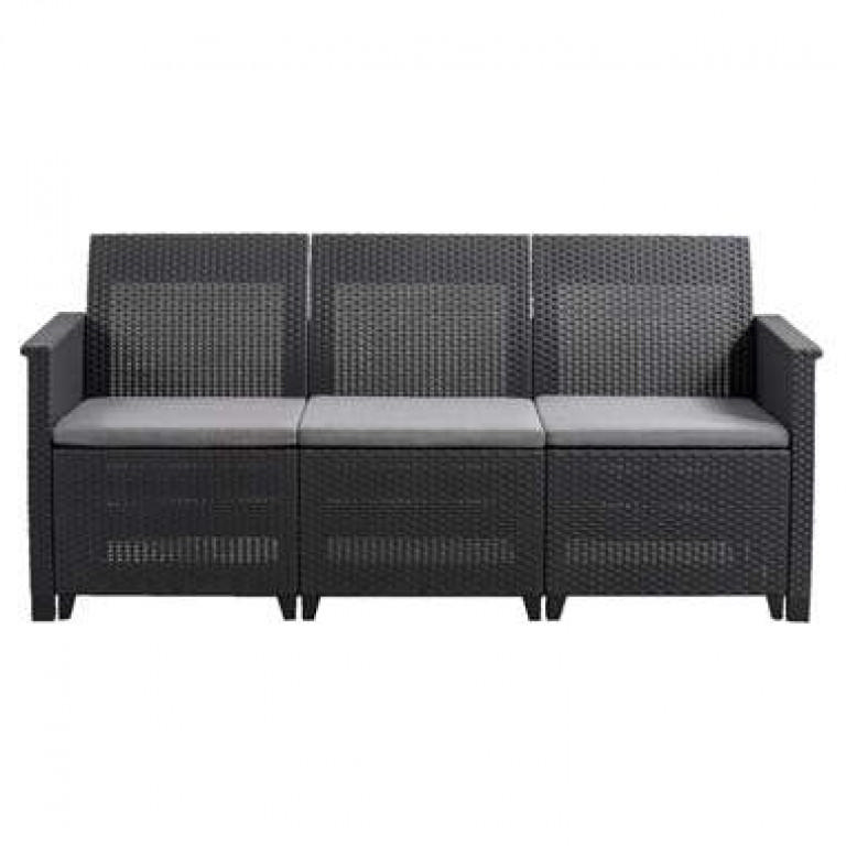 KETER EMMA PLASTIC 3SEATER SOFA 74X163X65CM - ANTHRACITE