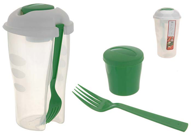 SALAD BOWL WITH FORK & CUP 900ML