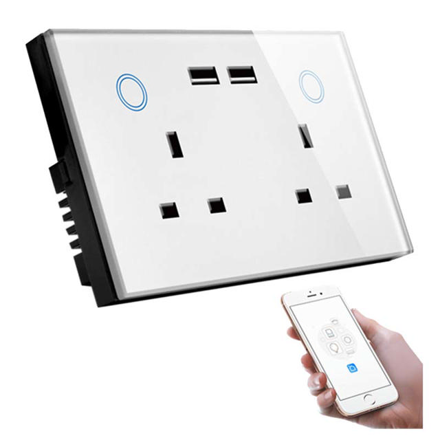 SUNLIGHT ΕΞΥΠΝΗ ΔΙΠΛΗ ΠΡΙΖΑ 2-GANG ΜΕ ΦΟΡΤΙΣΤΗ USB 13AMP (4A USB) WIFI TUYA APP