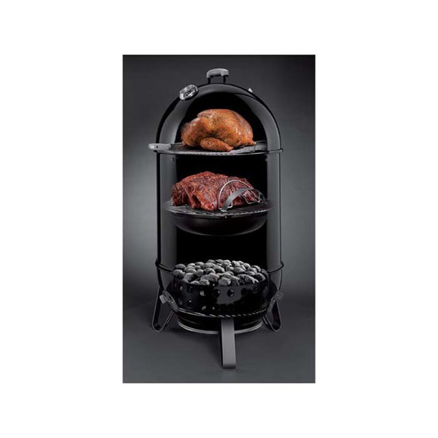 WEBER SMOKER MOUNTAIN ΑΝΟΞΕΙΔΩΤΗ ΣΤΡΟΓΓΥΛΗ ΨΗΣΤΑΡΙΑ ΚΑΡΒΟΥΝΟΥ ΜΕ ΚΑΠΑΚΙ 47CM