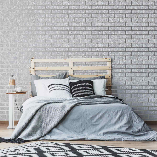 SUPERFRESCO EASY WALLPAPER SILVER MILAN BRICK