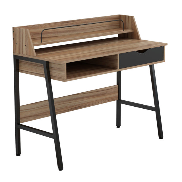 DESK WITH DRAWER 104X48X89CM BLACK/ WALNUT