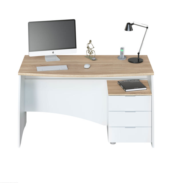 FORES ESTIL OFFICE DESK 74X136X67CM - WHITE/OAK