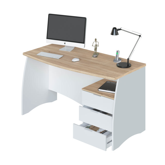 FORES ESTIL OFFICE DESK 74X136X67CM - WHITE/OAK