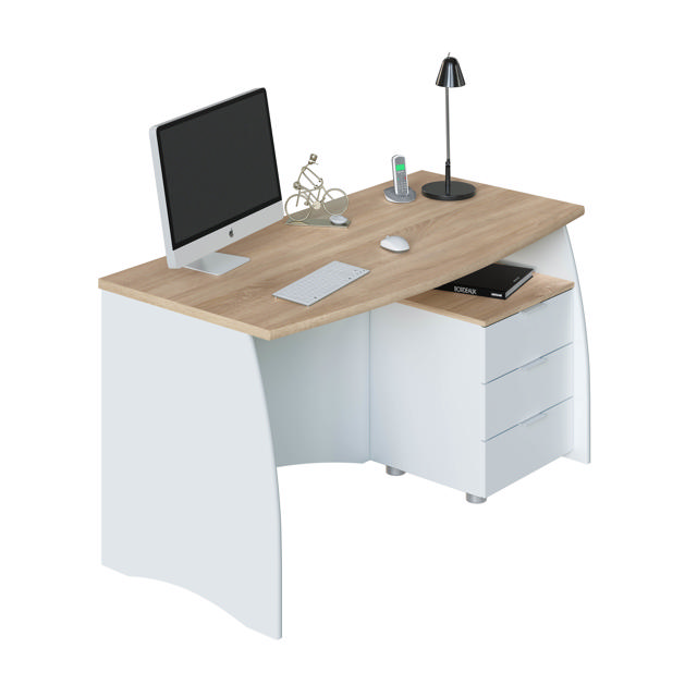 FORES ESTIL OFFICE DESK 74X136X67CM - WHITE/OAK