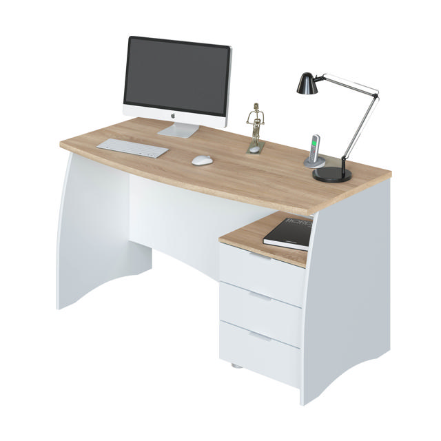 FORES ESTIL OFFICE DESK 74X136X67CM - WHITE/OAK