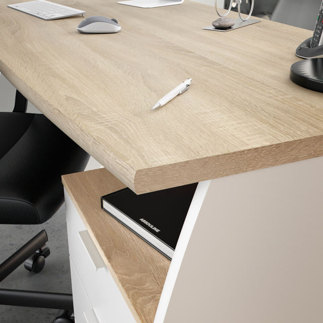 FORES ESTIL OFFICE DESK 74X136X67CM - WHITE/OAK