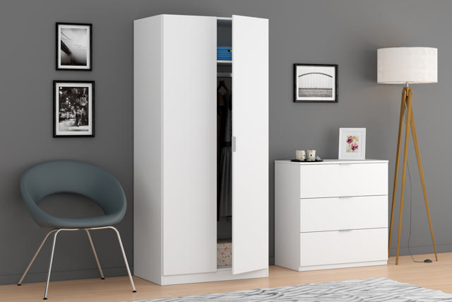 FORES WARDROBE 180X81X52CM - WHITE