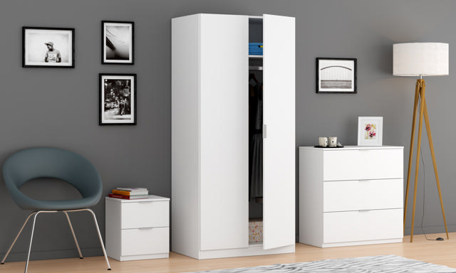 FORES WARDROBE 180X81X52CM - WHITE