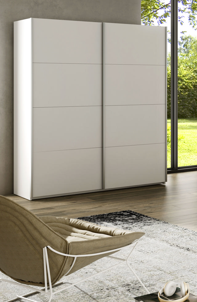 FORES WARDROBE WITH SLIDING DOORS 200X150X60CM - WHITE