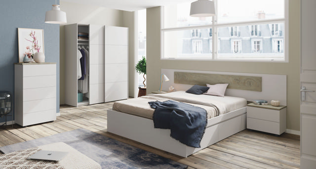 FORES WARDROBE WITH SLIDING DOORS 200X150X60CM - WHITE