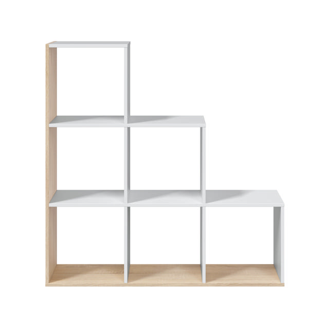 FORES UNIT BOOKCASE 6 COMPARTMENTS 110X108X28CM - OAK/WHITE 