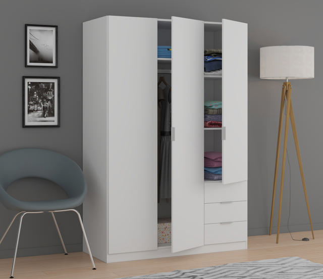 FORES WARDROBE 180X121X52CM - WHITE