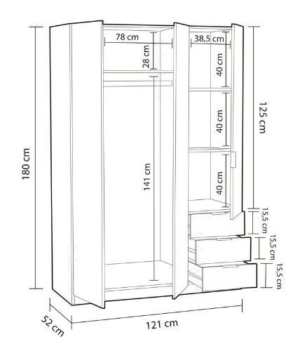 FORES WARDROBE 180X121X52CM - WHITE