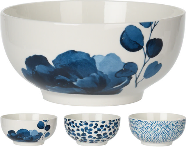 BOWL NEW BONE PORCELAIN 3 ASSORTED COLORS