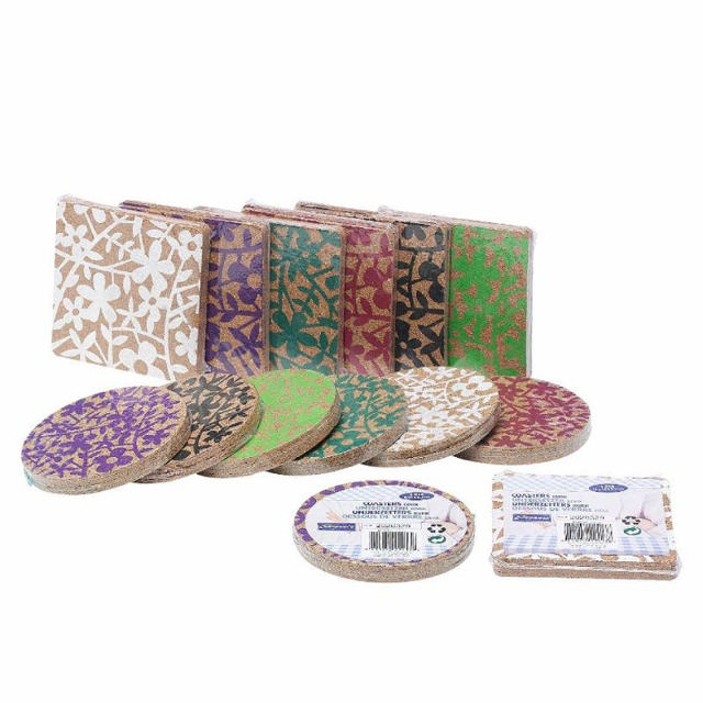 CUISINE ELEGANCE COASTER 4PCS 2 ASSORTED DESIGNS & 6 ASSORTED COLORS