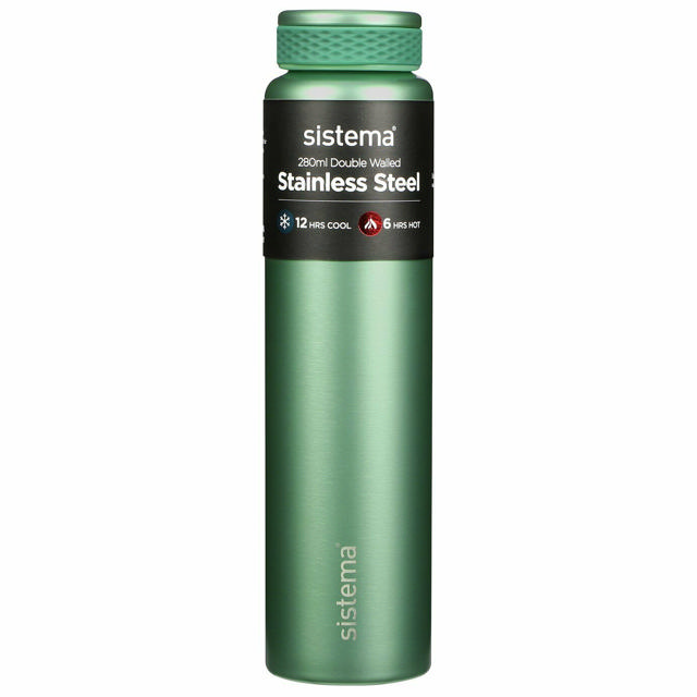 SISTEMA HYDRATION BOTTLE STAINLESS STEEL 280ML 6 ASSORTED COLORS