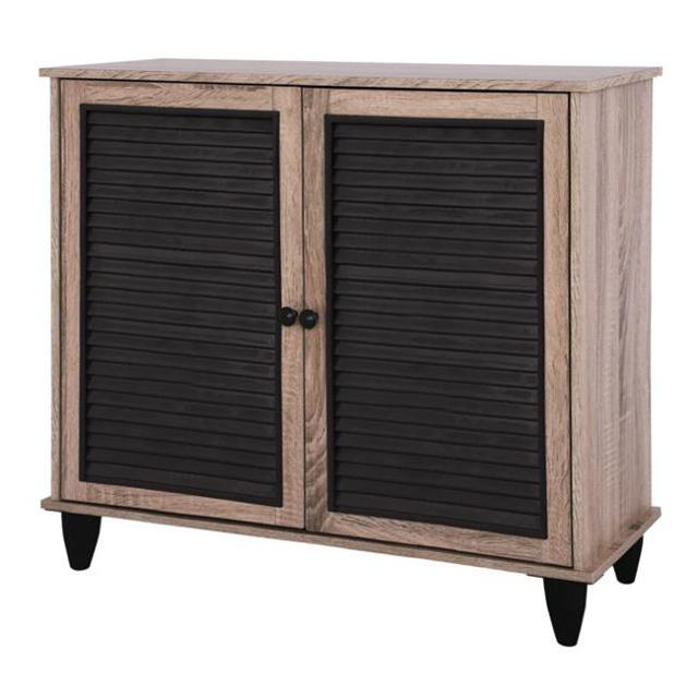 SHOE CABINET WITH 2 DOORS OAK/BLACK 76.5X30X68.5CM