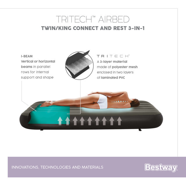 BESTWAY 67922 AIRBED TWIN/KING 188X99X25CM 