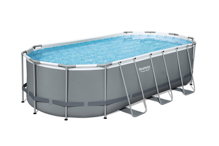 BESTWAY 56710 POWER STEEL FRAME OVAL POOL 549X274X122CM GRAY