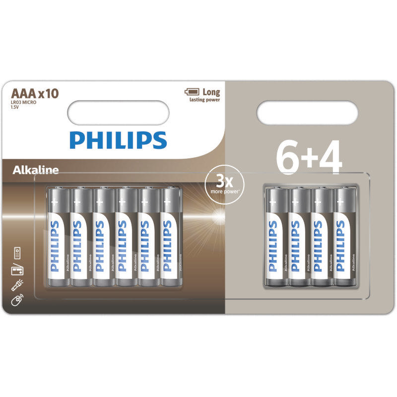 PHILIPS ALKALINE BATTERIES AAA 10PCS