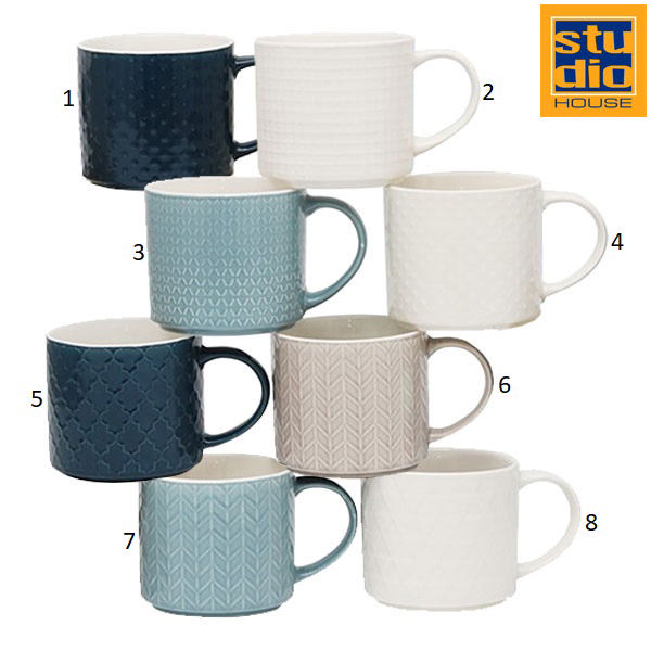 STUDIO HOUSE CARVE MUG 475ML 8 ASSORTED DESIGNS