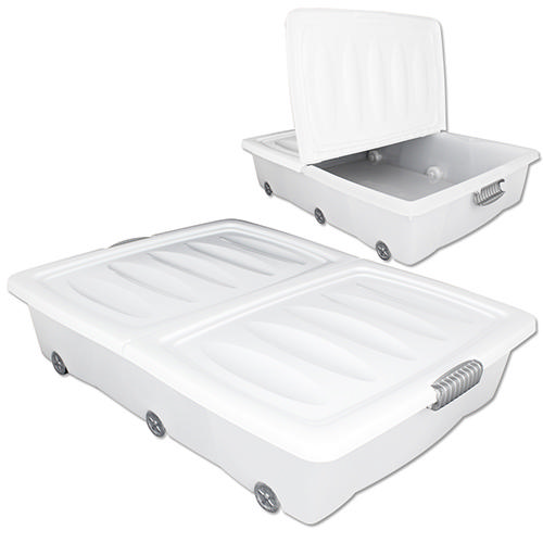 UNDERBED BOX WITH WHEELS 55L WHITE 80X60X17CM