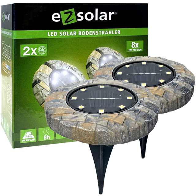 EZSOLAR SOLAR FLOOR LIGHTING COLOR STONE SET 2PCS