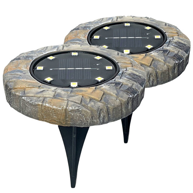 EZSOLAR SOLAR FLOOR LIGHTING COLOR STONE SET 2PCS