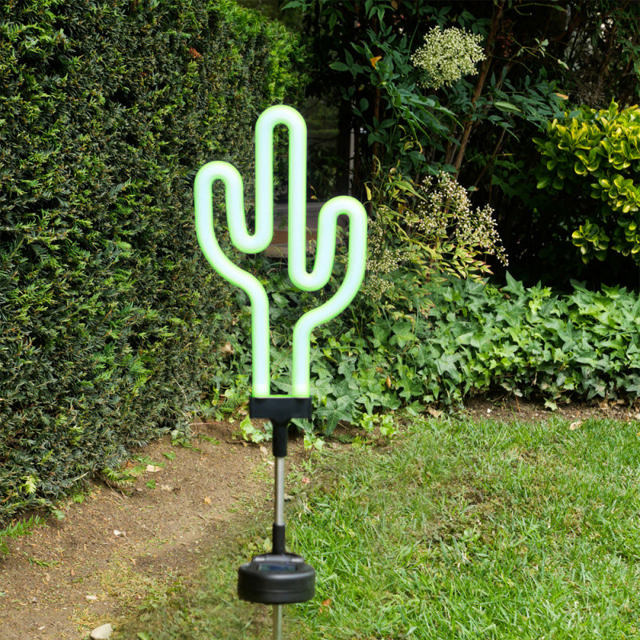 XANLITE SOLAR LIGHTING NEON GREEN CACTUS