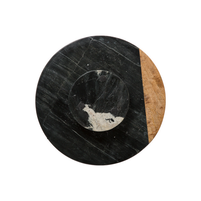 TURNING TRAY MARBLE D30CM BLACK