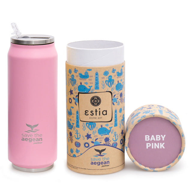 ESTIA 01-10317 TRAVEL MUG SAVE THE AEGEAN 500ML BLOSSOM ROSE