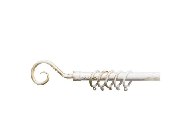 CURTAIN POLE SET EXTENDABLE SINGLE 110-200CM X D16-19CM WHITE/GOLD STORM