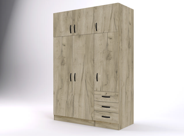 EKOWOOD WARDROBE 198X134X56CM - GREY