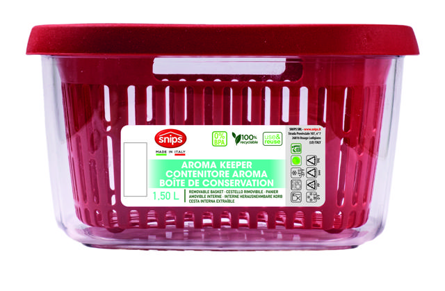 SNIPS AROMA PLASTIC FOOD CONTAINER 1.5L RED
