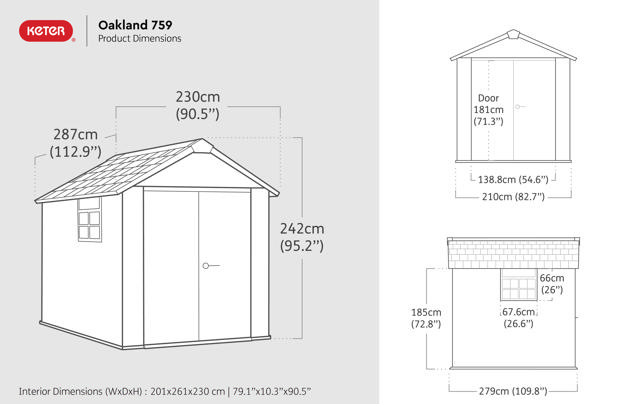 KETER PLASTIC SHED OAKLAND 759 WOODLOOK 7X9FT