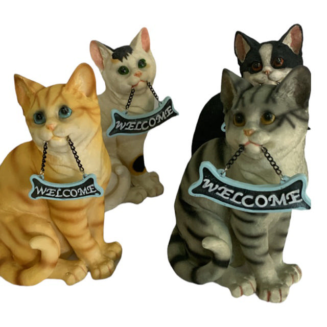 CAT WELCOME 11'' 27X18X16CM 4 ASSORTED DESIGNS