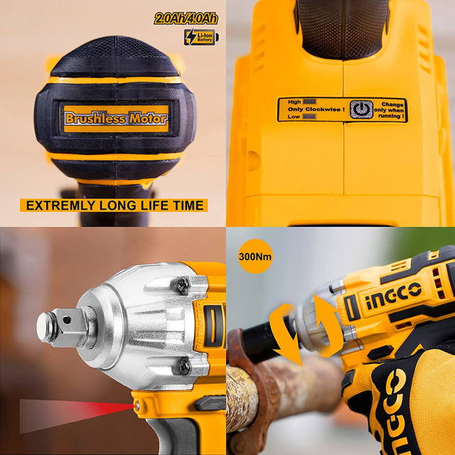 INGCO CIWLI2001 CORDLESS IMPACT WRENCH BATTERY 20V